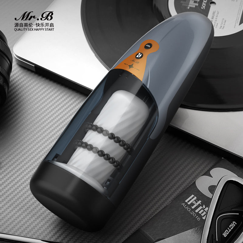 Electric Masturbator for Men, Automatic Shock Masturbation Cup with 5 Vibrations, Hands-Free Straightener, Realistic Pocket Pussy, Oral , Sex Toy for Men