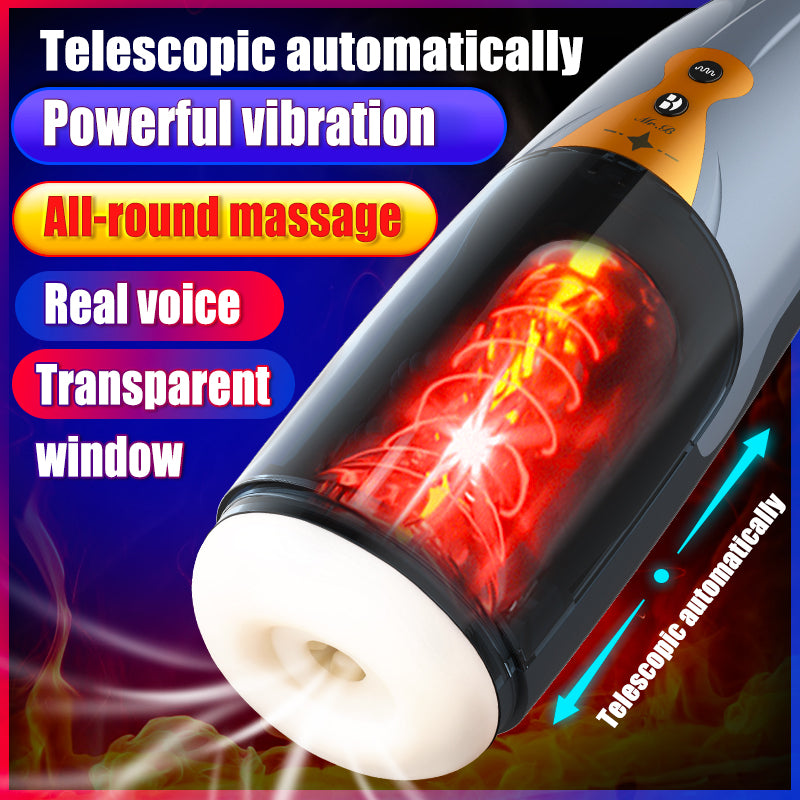 Electric Masturbator for Men, Automatic Shock Masturbation Cup with 5 Vibrations, Hands-Free Straightener, Realistic Pocket Pussy, Oral , Sex Toy for Men