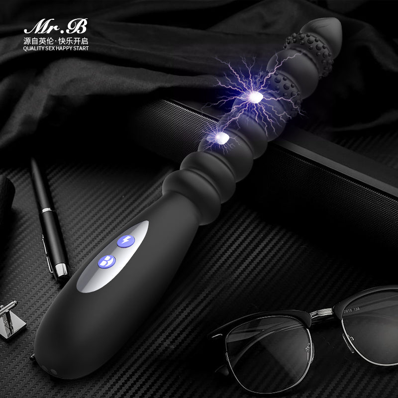 Vibrating Anal Beads Butt Plug, Silicone Large Size Anal Vibrator Sex Toy with 10 Vibration Modes for Women, Waterproof Prostate Stimulator for Men