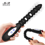 Vibrating Anal Beads Butt Plug, Silicone Large Size Anal Vibrator Sex Toy with 10 Vibration Modes for Women, Waterproof Prostate Stimulator for Men
