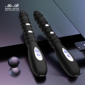 Vibrating Anal Beads Butt Plug, Silicone Large Size Anal Vibrator Sex Toy with 10 Vibration Modes for Women, Waterproof Prostate Stimulator for Men