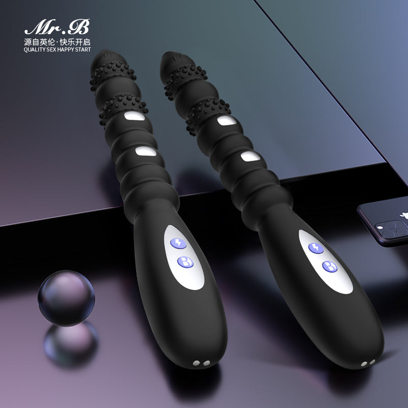 Vibrating Anal Beads Butt Plug, Silicone Large Size Anal Vibrator Sex Toy with 10 Vibration Modes for Women, Waterproof Prostate Stimulator for Men