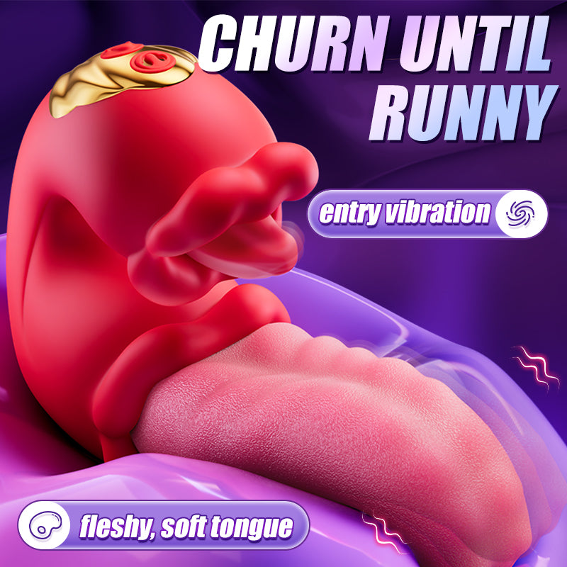 Vibrator Adult Sex Toys for Women - 4 in 1 Tongue Thrusting Vibrators Dildo Rose Sex Toys with 10 Licking Clitoral & 10 Vibration Mode, Sucking Clit Stimulator Pleasure Tools for Female Couples Games