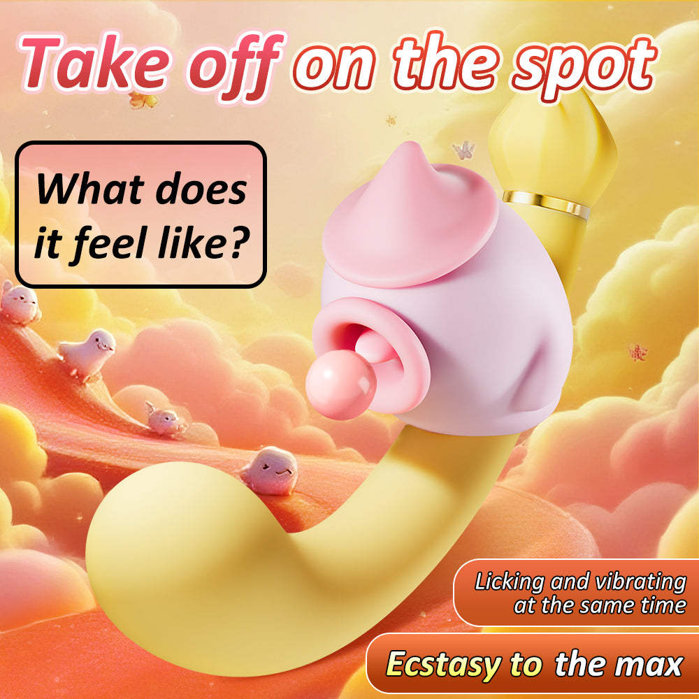 Cute Vibrator For Women, Tongue Licking Clito Paddling Vibrator Sex Toy
