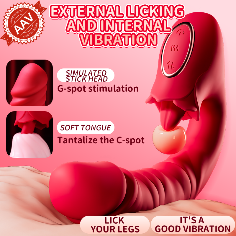 Thrusting Dildo Vibrator Sex Toys - 3 in 1 Clitoral G-Spot Dildo Vibrator with 7 Tongue Licking & Vibrating & Thrusting Modes, Clit Anal Stimulator Anal Butt Plug, Adult Sex Toy for Woman & Couples
