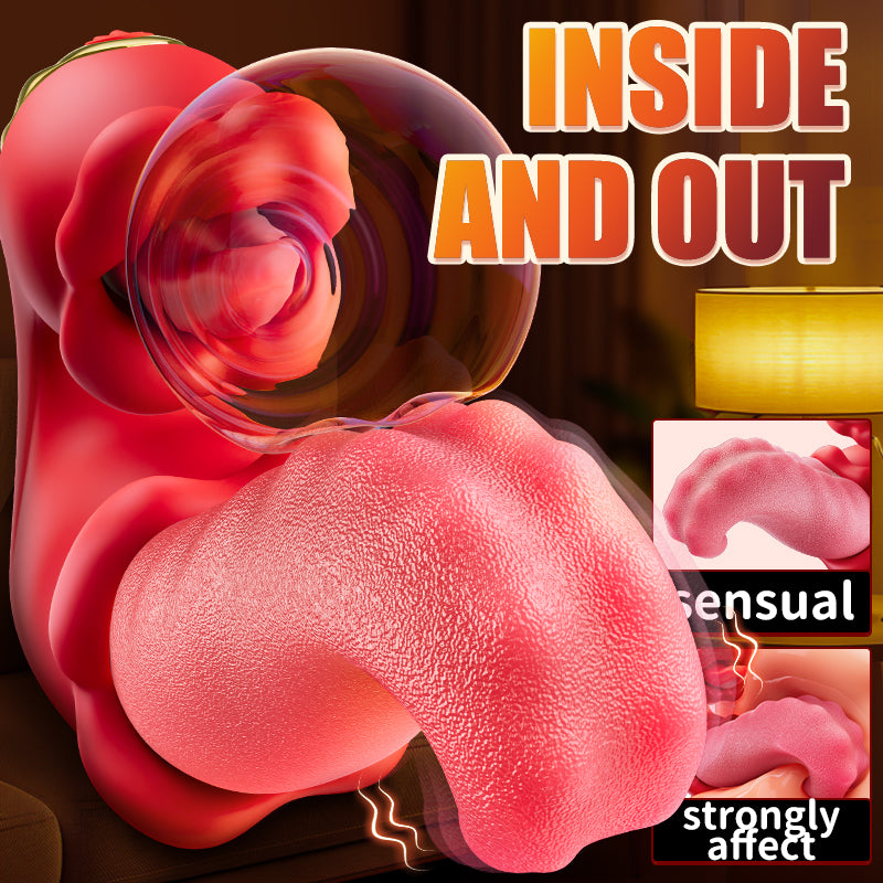 Vibrator Adult Sex Toys for Women - 4 in 1 Tongue Thrusting Vibrators Dildo Rose Sex Toys with 10 Licking Clitoral & 10 Vibration Mode, Sucking Clit Stimulator Pleasure Tools for Female Couples Games