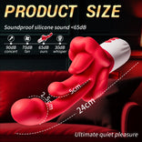 Female vibrator, Excitat, 5 in 1, Red lips and tongue licking, 10 vibrations, 5 rocking, 5 tongue licking modes, With clitoral, G-spot and anal stimulator, silicone, waterproof, Suitable for both women and couples, Red