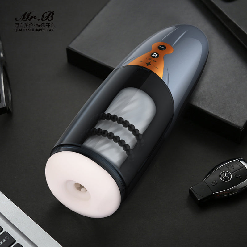 Electric Masturbator for Men, Automatic Shock Masturbation Cup with 5 Vibrations, Hands-Free Straightener, Realistic Pocket Pussy, Oral , Sex Toy for Men