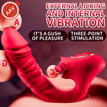 Thrusting Dildo Vibrator Sex Toys - 3 in 1 Clitoral G-Spot Dildo Vibrator with 7 Tongue Licking & Vibrating & Thrusting Modes, Clit Anal Stimulator Anal Butt Plug, Adult Sex Toy for Woman & Couples
