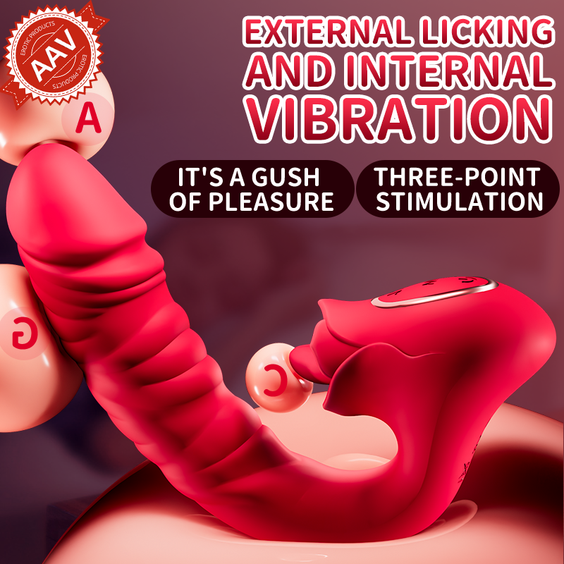 Thrusting Dildo Vibrator Sex Toys - 3 in 1 Clitoral G-Spot Dildo Vibrator with 7 Tongue Licking & Vibrating & Thrusting Modes, Clit Anal Stimulator Anal Butt Plug, Adult Sex Toy for Woman & Couples