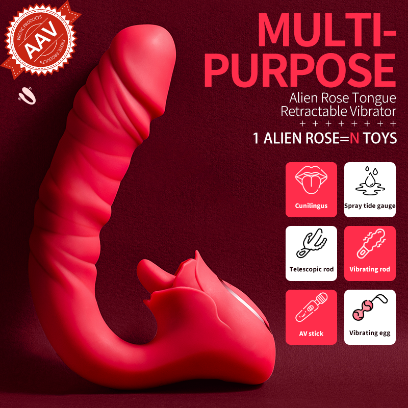 Thrusting Dildo Vibrator Sex Toys - 3 in 1 Clitoral G-Spot Dildo Vibrator with 7 Tongue Licking & Vibrating & Thrusting Modes, Clit Anal Stimulator Anal Butt Plug, Adult Sex Toy for Woman & Couples