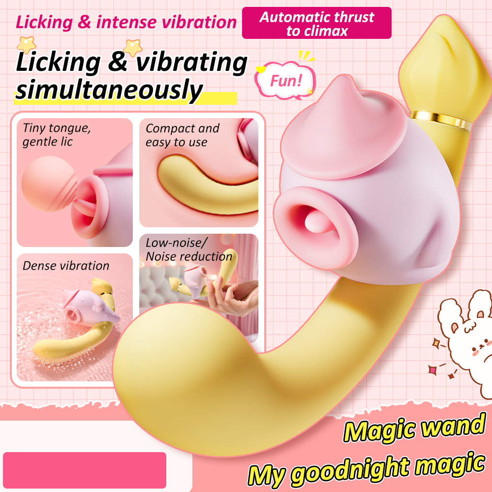Cute Vibrator For Women, Tongue Licking Clito Paddling Vibrator Sex Toy