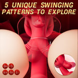 Female vibrator, Excitat, 5 in 1, Red lips and tongue licking, 10 vibrations, 5 rocking, 5 tongue licking modes, With clitoral, G-spot and anal stimulator, silicone, waterproof, Suitable for both women and couples, Red