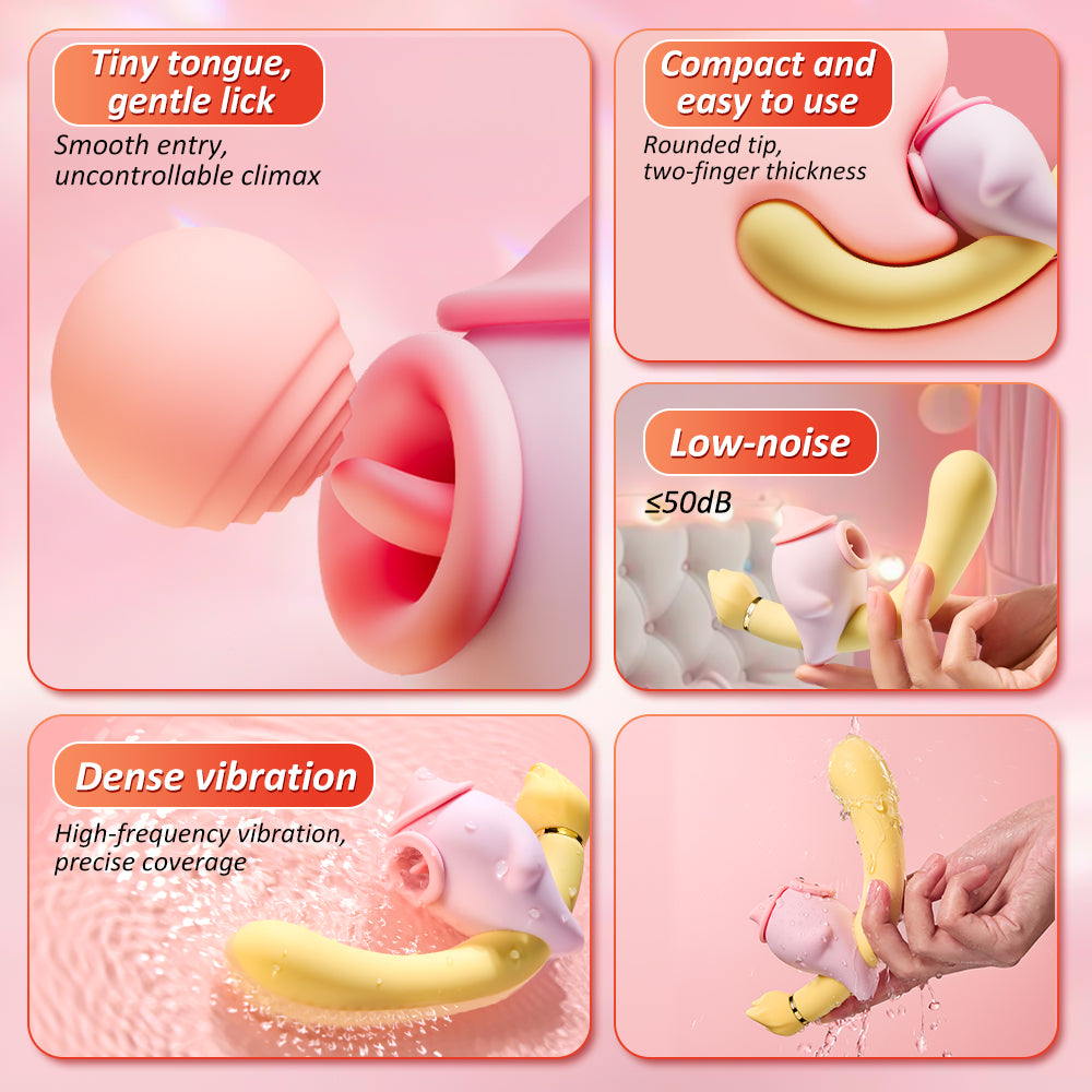Cute Vibrator For Women, Tongue Licking Clito Paddling Vibrator Sex Toy