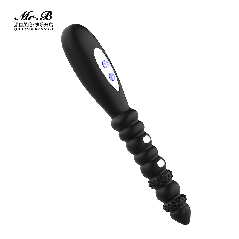 Vibrating Anal Beads Butt Plug, Silicone Large Size Anal Vibrator Sex Toy with 10 Vibration Modes for Women, Waterproof Prostate Stimulator for Men