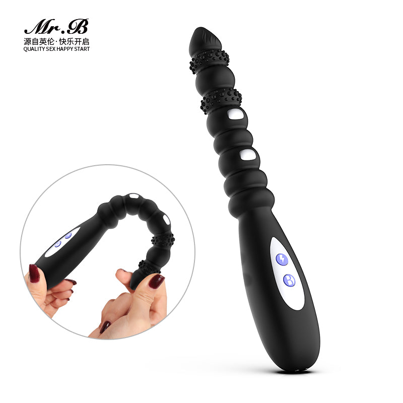 Vibrating Anal Beads Butt Plug, Silicone Large Size Anal Vibrator Sex Toy with 10 Vibration Modes for Women, Waterproof Prostate Stimulator for Men