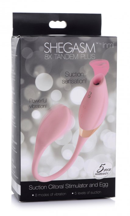 Shegasm 8X Tandem Plus Silicone Suction Clitoral Stimulator and Egg Clitoral Suction Vibrator，US Warehouse