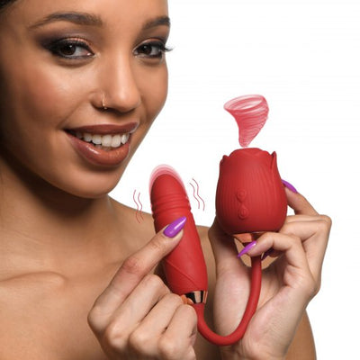 10X Romping Rose Suction and Thrusting Vibrator Clitoral Suction Vibrator，US Warehouse