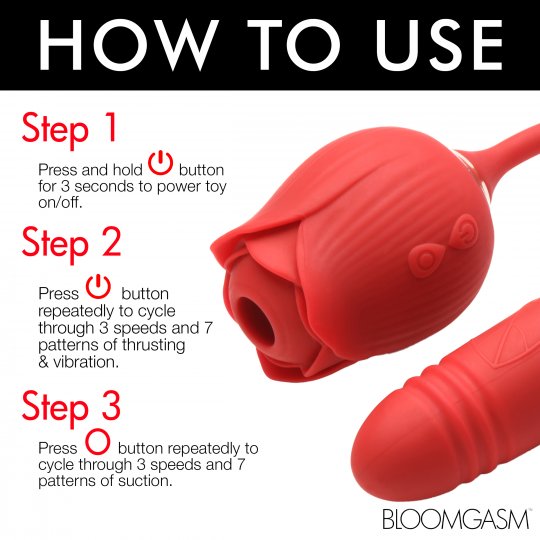 10X Romping Rose Suction and Thrusting Vibrator Clitoral Suction Vibrator，US Warehouse