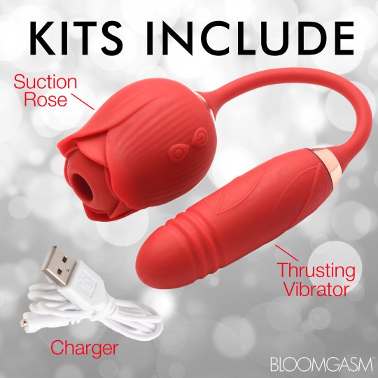 10X Romping Rose Suction and Thrusting Vibrator Clitoral Suction Vibrator，US Warehouse
