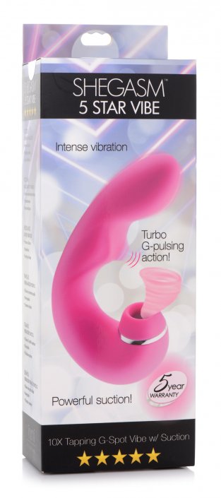 Shegasm 5 Star 10X Tapping G-Spot Silicone Vibrator with Suction - Pink G-spot Vibrator，US Warehouse