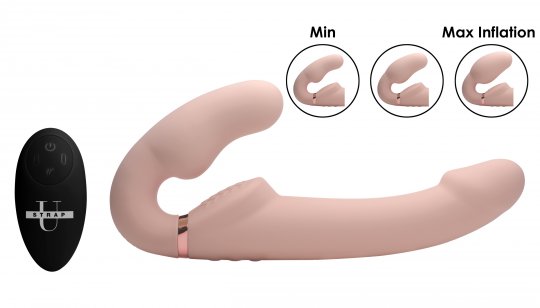 Remote Control Inflatable Vibrating Silicone Ergo Fit Strapless Strap-On G-spot Vibrator，US Warehouse