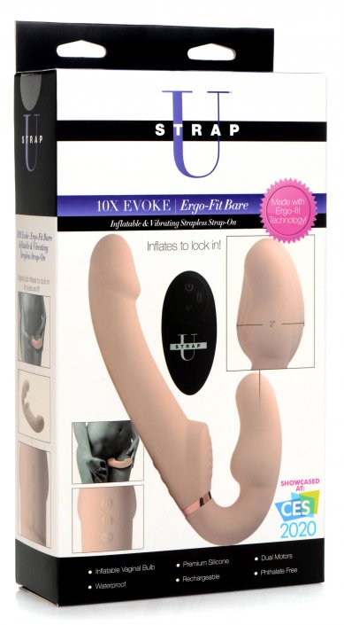 Remote Control Inflatable Vibrating Silicone Ergo Fit Strapless Strap-On G-spot Vibrator，US Warehouse