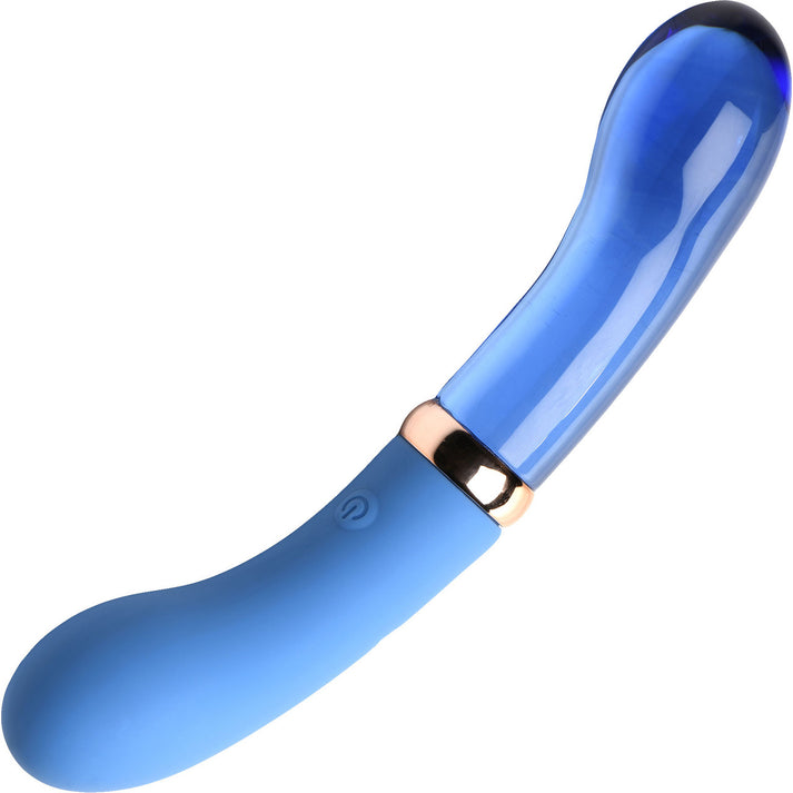 10X Bleu Dual Ended G-Spot Silicone and Glass Vibrator，US Warehouse