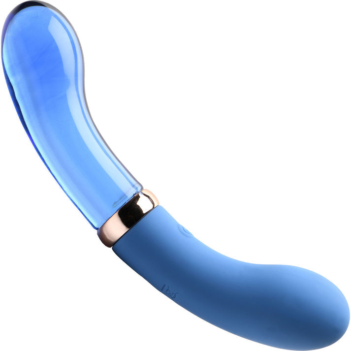 10X Bleu Dual Ended G-Spot Silicone and Glass Vibrator，US Warehouse