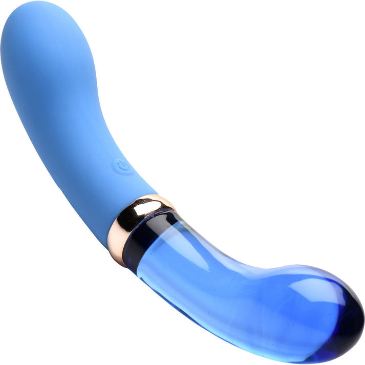 10X Bleu Dual Ended G-Spot Silicone and Glass Vibrator，US Warehouse