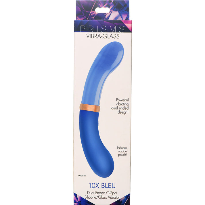 10X Bleu Dual Ended G-Spot Silicone and Glass Vibrator，US Warehouse