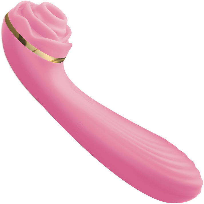 Passion Petals 10X Silicone Suction Rose Vibrator - Pink，US Warehouse