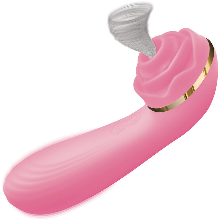 Passion Petals 10X Silicone Suction Rose Vibrator - Pink，US Warehouse