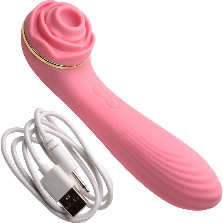 Passion Petals 10X Silicone Suction Rose Vibrator - Pink，US Warehouse