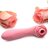 Passion Petals 10X Silicone Suction Rose Vibrator - Pink，US Warehouse
