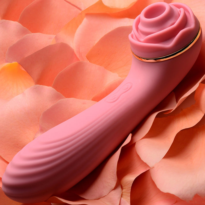 Passion Petals 10X Silicone Suction Rose Vibrator - Pink，US Warehouse
