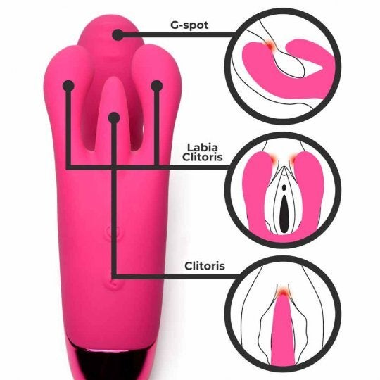 10X Triple Rabbit Silicone Vibrator - Purple，US Warehouse