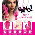10X Triple Rabbit Silicone Vibrator - Purple