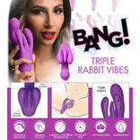 10X Triple Rabbit Silicone Vibrator - Purple，US Warehouse