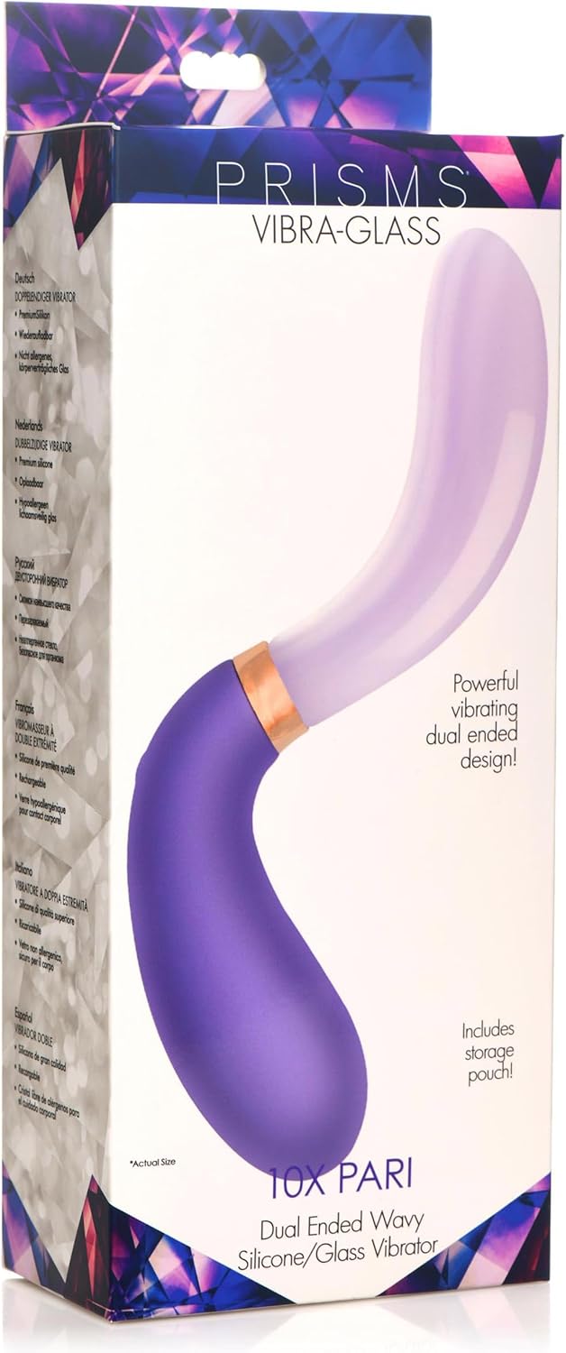10X Pari Dual Ended Wavy Silicone and Glass Vibrator，US Warehouse