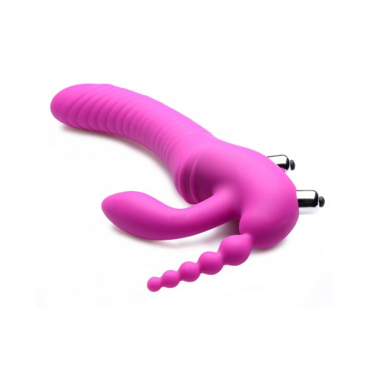 Regal Rider Vibrating Silicone Strapless Strap On Triple G Dildo，US Warehouse