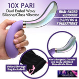 10X Pari Dual Ended Wavy Silicone and Glass Vibrator，US Warehouse