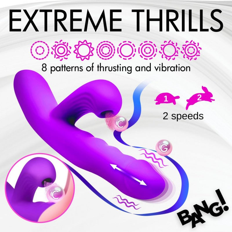 Thrusting and Sucking Silicone Rabbit Vibrator，US Warehouse