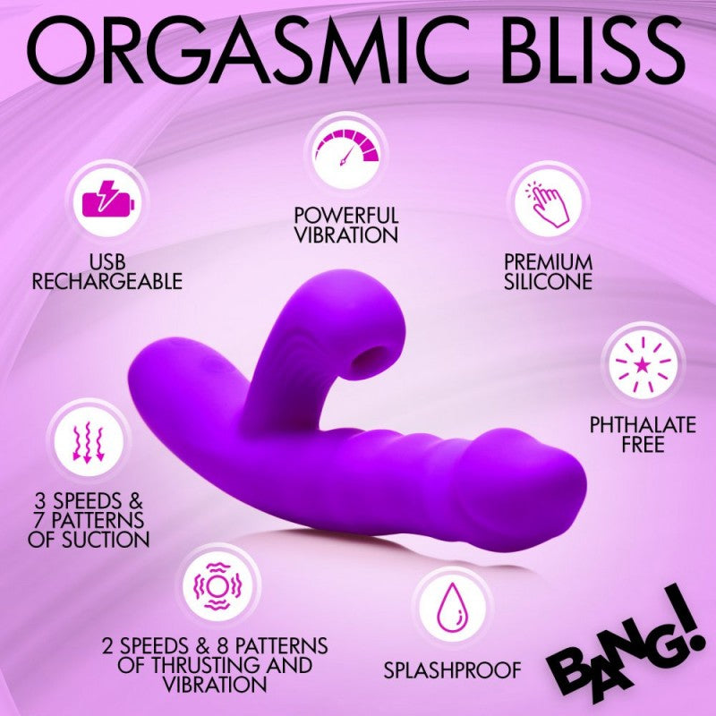 Thrusting and Sucking Silicone Rabbit Vibrator，US Warehouse