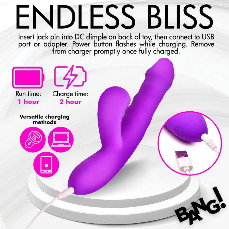 Thrusting and Sucking Silicone Rabbit Vibrator，US Warehouse