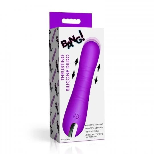 New Thrusting Silicone Dildo - Purple，US Warehouse