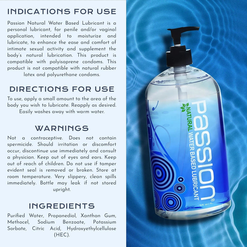 Passion Natural Water-Based Lubricant - 16 oz，US Warehouse