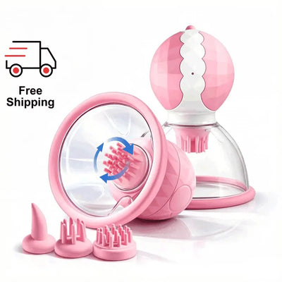 Nipora - Rotating Chest Suction Toys with 3 Chest Brushes for Foreplay