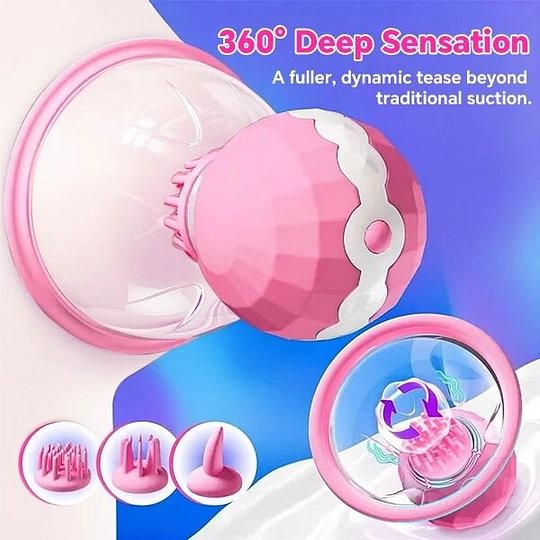 Nipora - Rotating Chest Suction Toys with 3 Chest Brushes for Foreplay