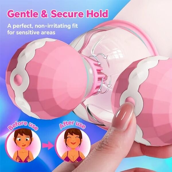 Nipora - Rotating Chest Suction Toys with 3 Chest Brushes for Foreplay